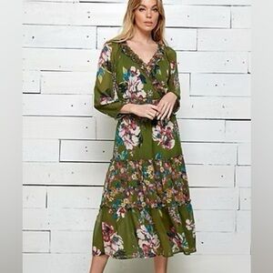 Anthropologie Figs & Flowers Tiered Midi Dress Size Small